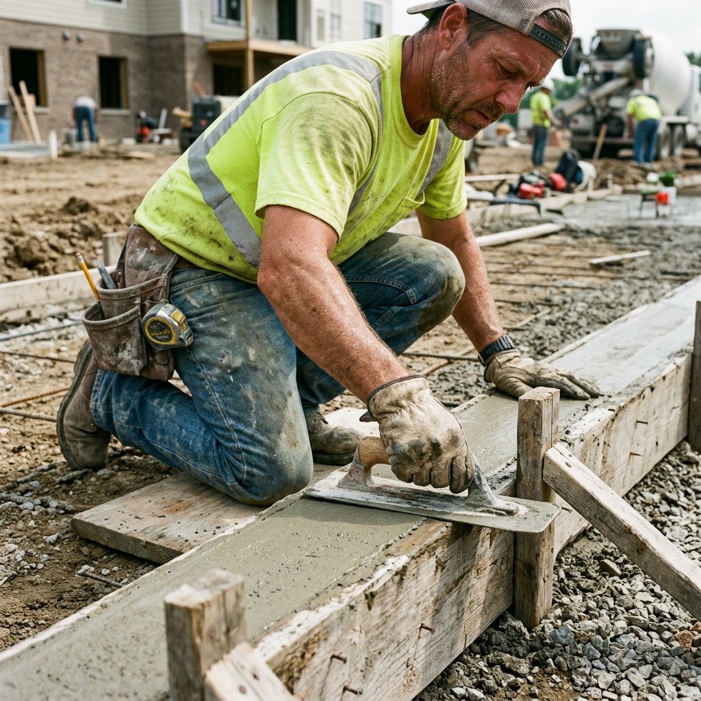 Hands-on concrete work in progress